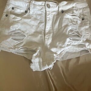 Aeropostale White Ripped Jean Shorts